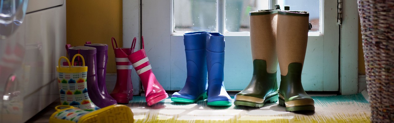 rainboots at the mudroom door